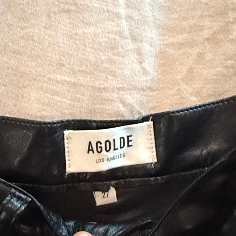 Agolde Black Leather Trousers